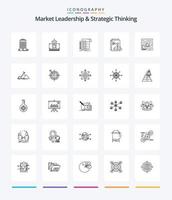 leadership sur le marché créatif et réflexion stratégique pack d'icônes de 25 contours tels que les entreprises. facture. déposer. graphique. liste de contrôle vecteur