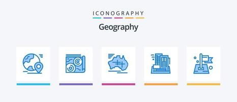 pack d'icônes geo graphy blue 5, y compris la maison. bâtiment. voyage. hôtel. voyage. conception d'icônes créatives vecteur