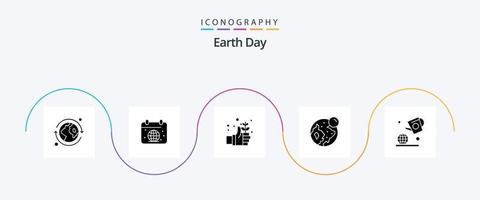 pack d'icônes glyphe 5 du jour de la terre, y compris le jour. lune. Terre. monde. Terre vecteur