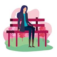 élégante femme d'affaires assise dans la chaise de parc vecteur