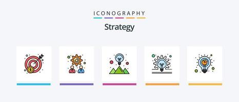 ligne de stratégie remplie de 5 packs d'icônes, y compris le paiement mobile. pièce de monnaie. réflexion. Commencez. stratégie. conception d'icônes créatives vecteur