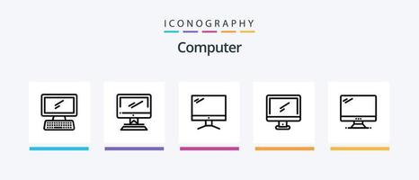 pack d'icônes ordinateur ligne 5 comprenant .. conception d'icônes créatives vecteur