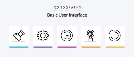 pack d'icônes de la ligne de base 5 comprenant. recherche. commentaire. l'Internet. osciller. conception d'icônes créatives vecteur