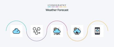 pack d'icônes plat 5 rempli de ligne météo comprenant. temps. temps. nuage. temps vecteur