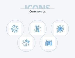 pack d'icônes bleu coronavirus 5 conception d'icônes. couronne. brin. santé covid. génomique. adn vecteur