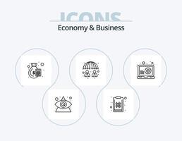 pack d'icônes d'économie et de ligne d'affaires 5 conception d'icônes. entreprise. entreprise. portefeuille. espèces vecteur