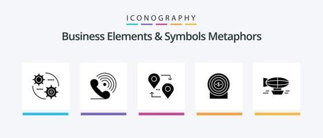 éléments commerciaux et symboles métaphores glyphe 5 pack d'icônes comprenant l'air. réalisation. signaux. argent. voyage. conception d'icônes créatives vecteur