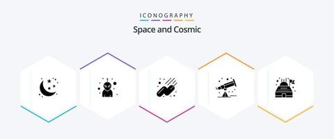 pack d'icônes espace 25 glyphes comprenant. planétarium. espace. observatoire. télescope vecteur