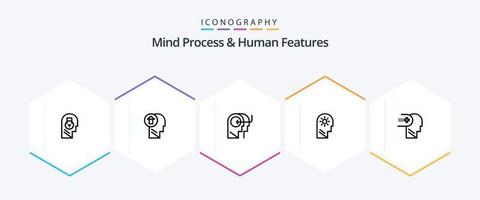 processus mental et fonctionnalités humaines pack d'icônes de 25 lignes comprenant des personnes. humain. flèche. esprit. esprit vecteur