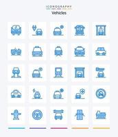 véhicules créatifs 25 pack d'icônes bleues telles que van. militaire. Véhicules. laver. voiture vecteur
