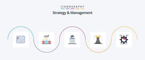 pack d'icônes plates de stratégie et de gestion 5, y compris bastion. la tour. succès. château. document vecteur