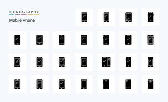 25 pack d'icônes de glyphe solide de téléphone portable vecteur