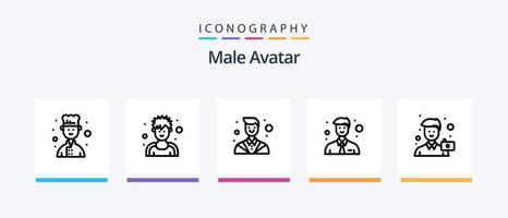 pack d'icônes de la ligne 5 de l'avatar masculin, y compris la réparation. mécanicien. jardinier. homme. travail. conception d'icônes créatives vecteur