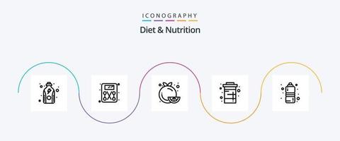 pack d'icônes de la ligne 5 de régime et de nutrition, y compris le régime alimentaire. un soda. nourriture. boire. du Coca vecteur