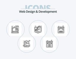 pack d'icônes de ligne de conception et de développement web 5 conception d'icônes. serrure. la programmation. engrenage. scénario. API vecteur