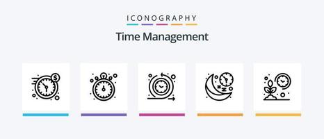 pack d'icônes ligne 5 de gestion du temps, y compris l'horloge. calendrier. afficher. événements. temps. conception d'icônes créatives vecteur