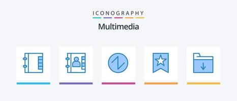 pack d'icônes multimédia bleu 5 comprenant. vague. insérer. document. conception d'icônes créatives vecteur