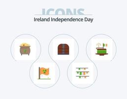 pack d'icônes plates 5 fête de l'indépendance de l'irlande. gâteau. Irlande. trèfle. argent. St vecteur