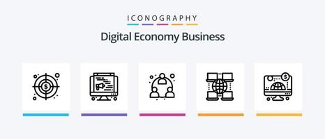 pack d'icônes de la ligne d'activité de l'économie numérique 5, y compris. la toile. cible. en ligne. téléphone intelligent. conception d'icônes créatives vecteur