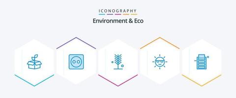 environnement et éco 25 pack d'icônes bleues incluant la nature. énergie. pouvoir. écologie. été vecteur
