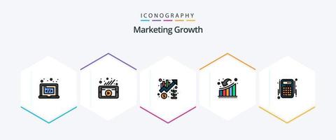 marketing croissance 25 pack d'icônes fillline incluant la croissance. bas. réseau social. homme d'affaire. commercialisation vecteur