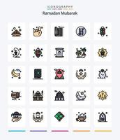 pack d'icônes rempli de 25 lignes de ramadan créatif tel qu'une cuillère. Non. croire. nourriture. prier vecteur