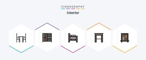 intérieur 25 pack d'icônes fillline comprenant. fenêtre. lit. intérieur. meubles vecteur