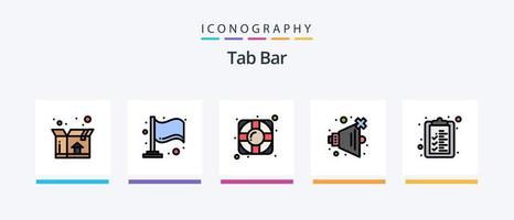 barre d'onglets remplie de 5 icônes comprenant une montre. paramètre. tableau. engrenage. achats. conception d'icônes créatives vecteur