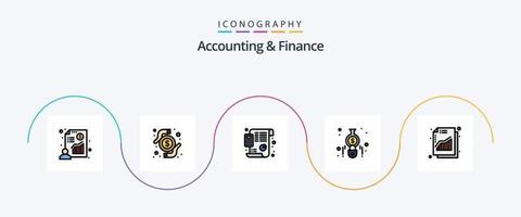 ligne comptable et financière remplie de pack d'icônes plat 5, y compris le profit. finance. plan. calculatrice. comptabilité vecteur