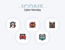 pack d'icônes remplies de ligne cyber lundi 5 conception d'icônes. chariot. vente. offre. rabais. calendrier vecteur