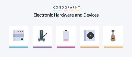 appareils pack d'icônes plat 5, y compris l'instrument. disque. batterie. compact. faible. conception d'icônes créatives vecteur