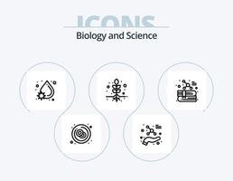 pack d'icônes de ligne de biologie 5 conception d'icônes. science. atome. croissance. protéger. éducation vecteur