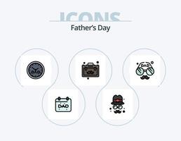 pack d'icônes remplies de ligne de fête des pères 5 conception d'icônes. père. couronne. du temps en famille. Sac à main. père vecteur
