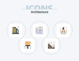 pack d'icônes plates d'architecture 5 conception d'icônes. boussole. architecte. entreprise. plan. domaine vecteur