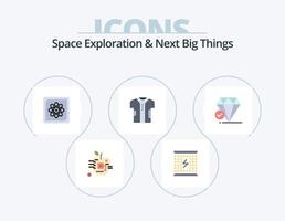 exploration de l'espace et prochaines grandes choses pack d'icônes plates 5 conception d'icônes. numérique. chiffon. électromagnétique. avenir. l'informatique vecteur
