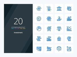 20 icône de couleur bleue d'investissement pour la présentation vecteur