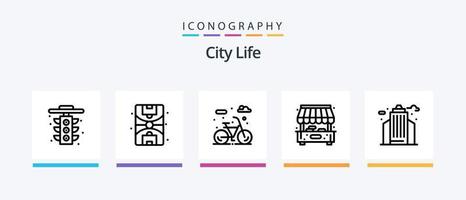 pack d'icônes city life line 5 comprenant. hôpital. bar. ville. conception d'icônes créatives vecteur