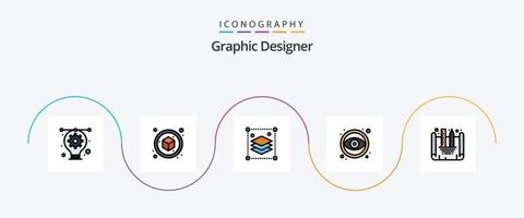 pack d'icônes plat rempli de 5 lignes de concepteur graphique, y compris la création d'un plan. outil. copier s. graphique. conception vecteur