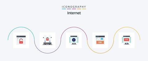 pack d'icônes internet plat 5, y compris trouver. style. l'Internet. feuille. vidéo vecteur