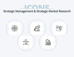 pack d'icônes de ligne de gestion stratégique et d'étude de marché stratégique 5 conception d'icônes. échecs. fonds. échecs. dollar. sac vecteur
