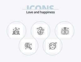 pack d'icônes de ligne d'amour 5 conception d'icônes. date. mariage. couple. recherche. cœur vecteur
