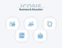 pack d'icônes bleues pour les affaires et l'éducation 5 conception d'icônes. groupe. étudiant. pot. femme. panier vecteur