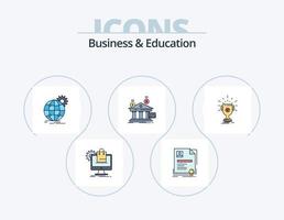 pack d'icônes remplies de ligne d'affaires et d'éducation 5 conception d'icônes. globe. référencement. argent. succès. mission vecteur