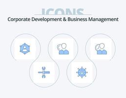 développement d'entreprise et gestion d'entreprise pack d'icônes bleues 5 conception d'icônes. personnel. réseau. carrière. communication. façons vecteur