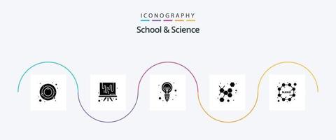 pack d'icônes glyphe 5 pour l'école et la science, y compris nano. ampoule. science. atome vecteur