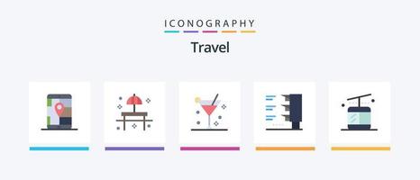 pack d'icônes plat 5 de voyage, y compris régulier. voyage. tableau. feu de circulation. été. conception d'icônes créatives vecteur