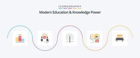 pack d'icônes plat 5 de l'éducation et des connaissances modernes, y compris les connaissances. éducation. apprentissage. connaissance de la croissance. croissance vecteur