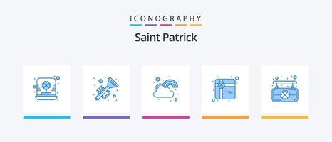 pack d'icônes bleu saint patrick 5, y compris le tableau. achats. musique. cadeau. chance. conception d'icônes créatives vecteur