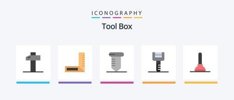 outils plat 5 pack d'icônes comprenant. outil. outils. toilettes. outils. conception d'icônes créatives vecteur