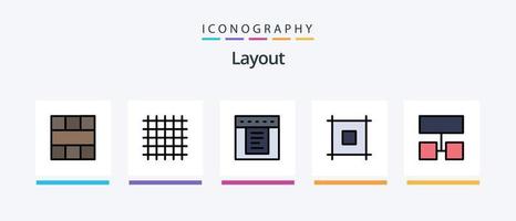 ligne de mise en page remplie de 5 packs d'icônes comprenant. la toile. mise en page. onglets. création de sites web. conception d'icônes créatives vecteur